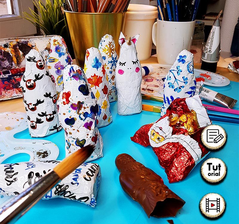 Gestalte deinen Schoko Weihnachtsmann selbst! In meinem DIY mit Malerei zeige ich dir, wie du mit meiner Malanleitung aus einem Schokoladenweihnachtsmann die schönste süße Geschenkidee zum Advent selber machen kannst. Mit dieser Dekoidee kannst du deinen Weihnachtsmann selbst gestalten. Male deinen Süßigkeiten zu Weihnachten eine neue Verpackung. #schoko #malidee #advent #weihnachtsdeko #adventdeko