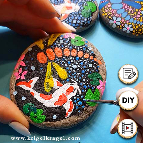 Steine bemalen mit Malanleitung für Acrylfarbe und Leuchtfarben. Deko die im Dunkeln leuchtet selber machen mit den Tutorial auf dem Kreativblog Krigelgragel - malen lernen.